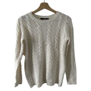 Forever 21 cream cable knit sweater Medium crew neck neutral minimalist beige